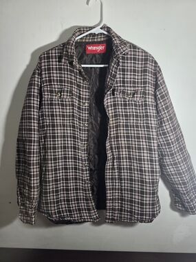 Wrangler Brown Plaid Lightweight Shirt Jacket